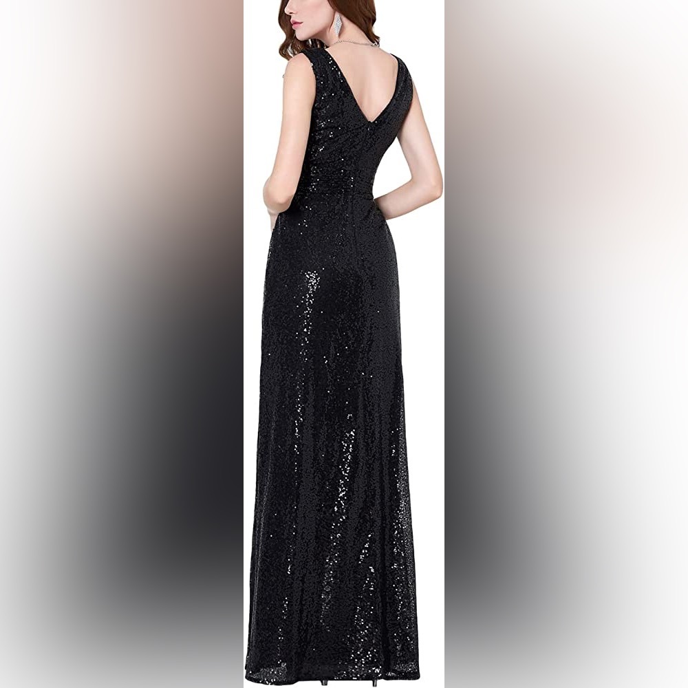 Kate Kasin Women Sequin Bridesmaid Dress Sleeveless Maxi Evening Prom Dresses
